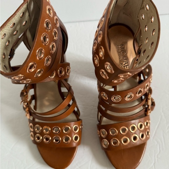 Michael Kors Brown Chunky Studded Edgy Heeled Gladiator Sandals Size 5.5 - Picture 6 of 10